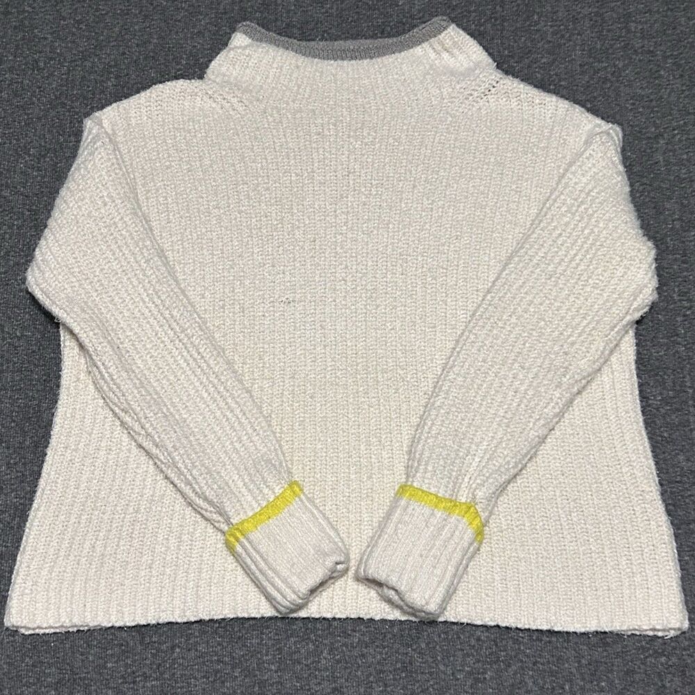 Maeve Anthropologie Ribbed Cuffed Chunky Knit Sweater Cowl Neck Ivory (Sz L)